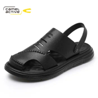 Camel Active 2023 New Men's Shoes Comfortable Breathable PU Leather Outdoor Beach Sandals Lightweight Rubber Sole DQ120060