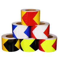 10cm 3m Self-adhesive Reflective Safety Warning Tape car anti-collision sticker Road Traffic Construction Site Reflective Arrow