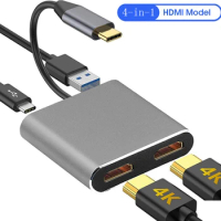 Type-C HUB Docking Station 4 in 1 USB C to HDMI-compatible Adapter USB3.0 PD Fast Charging Type C to HDMI Converter for MacBook
