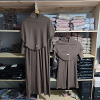 Gamis abaya inara set kerudung couple ibu dan anak perempuan muslimah bahan knit premium terbaru dan