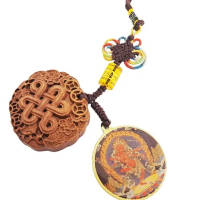 【十方佛教文物】作明佛母&吉祥結{桃木}法寶掛飾(平安財運順利)