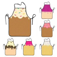 Melting Ice Cream Cone With Sprinkles Apron Adult Women Men Chef Cuisine Cooking Kitchen Funny Waffle Pattern Painting