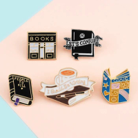 Black Punk Magic Book Enamel Pins Funny Library Books Brooches Backpack Clothes Metal Lapel Pin Badges Jewelry Gifts for Friends