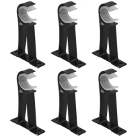 Single Curtain Rod Brackets For Drapery Rod Aluminum Alloy Heavy Duty Curtain Rod Holders (Black) 6Pcs