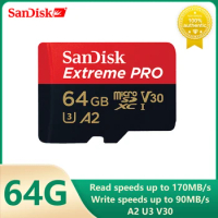 SanDisk Extreme Pro Micro SD 128GB 64GB 32GB TF Flash Cards 1TB Memory Card 256GB 512GB Speed Read Up To 170MB/s for Camera
