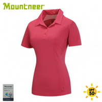 【Mountneer 山林 女 透氣排汗上衣《深玫紅》】31P28/POLO短袖/短T袖/排汗衣