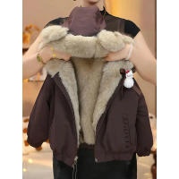 Girls' Fleece-Lined Jacket Autumn Winter 2025 New Stylish Children's Rabbit Fur Parka Winter Coat Th