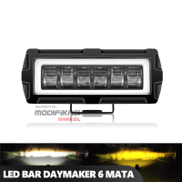 Lampu Tembak Sorot LED Bar DAYMAKER 6 Mata LED CWL Angel Eyes DC 9-80V Mobil Motor Bus Truck