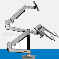 Desktop Full Motion 17-32inch Monitor Holder Mount +10-17inch Laptop Support Mechanical Spring Dual Arm Max.Loading 10kgs Each