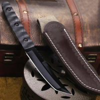 Dehong Black high hardness tritium air knife camping hunting knife forging CNC sharp blade jungle portable straight knife