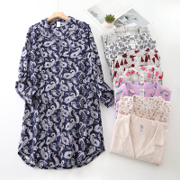 FEN Baju Tidur Skirt Tidur Lengan Panjang Wanita Kain Kapas Borong   Tambah Besar Menambah Baja   Penghantaran Bagi Pihak Satu Helai Baju Tidur Pakaian Rumah