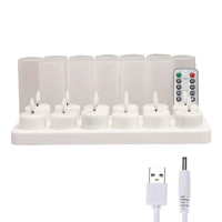 Flameless Candles With Remote Control Timer &amp; Charging Base, 12Pcs USB Rechargeable Battery LED Tea Lights Candles Durable