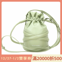 Alexander McQueen Soft Curve 小牛皮束口手提/斜背水桶包(灰綠色)