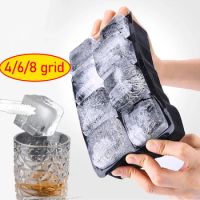 4/8 Grid Ice Cube Silicone Mould Chocolate Mould Tray Ice Maker Mold 3D Form Whiskey Hockey DIY Ice Maker Tools