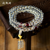 歐斯特108顆佛珠念珠 天然轉運白水晶飾品 西藏佛珠瑪瑙石手串女