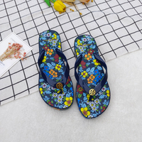 New tory burch pastoral style floral wedges flip-flops heightening clip toe sandals sandals non-slip