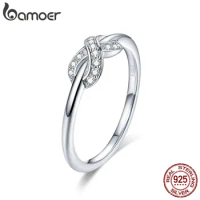 BAMOER Hot sale 925 Sterling Silver Infinity Love Infinite Clear CZ Rings for Women Engagement Wedding Jewelry SCR494