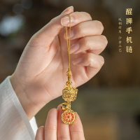 純銅醒獅鈴鐺手機掛件中國風吊墜掛飾包掛護身好運葫蘆男女鑰匙扣