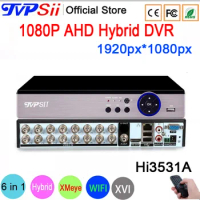 Hi3531A 12V 3A Silver Panel XMeye Audio 1080P 2MP Full HD 16CH 16 Channel Max.8TB IP Onvif WIFI NVR CVI TVI AHD Hybrid CCTV DVR