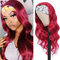 99J/Burgundy Headband Wig Human Hair Body Wave Glueless Brazilian Wigs For Women Full Machine Made W