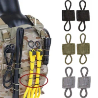 5pcs Tactical Backpack Binding Buckles Elastic Molle Carabiner Clip Bags Clasp Cord Fix Gear Elastic Strap Hunting Outdoor Tool