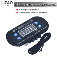LIZAO XH-W1308 Adjustable Dual LED Digital Display Temperature Controller Thermostat Switch DC 12V Cool Heat Sensor Red Bleu
