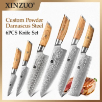 XINZUO Kitchen Knife 6 Set Knife Set 73 Layers Damascus Steel High-end Cooking Tools High Hardness Kitchen Knife Comfort Handle