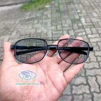 OE 09 - Kacamata Aviator Minus Photocromik Bahan Titanium Tangkai Plastik Per Model Pilot Police Len