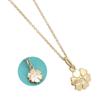 【Tiffany&amp;Co. 蒂芙尼】18K玫瑰金-鑲鑽六瓣愛心幸運草造型墜飾項鍊
