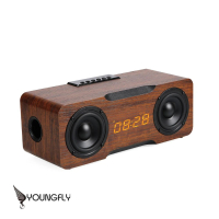 【Youngfly】質頂級實木醇勁藍芽時鐘音箱紋藍芽音箱精選系列YF-SP18(24W輸出直球對決 76mm高清喇叭)