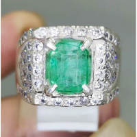 Natural Batu Zamrud Colombia Asli Ring Perak