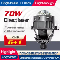 Factory Laser bi led lenses Projector Lens 3.0 70W 6000K H4 H7Car Bi-Led Projector Lens Laser Headlight With Double Beads