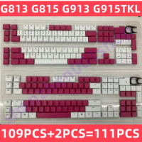 A Full set 109pcs + 2pcs KeyCaps for Logitech G813 G815 G913 G915 G913TKLG915TKL KeyCAPS USA UK white and red color match