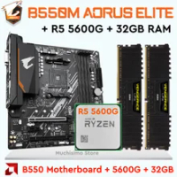 Gigabyte B550M AORUS ELITE AM4 Motherboard + AMD RYZEN 5 5600G + 32GB DDR4 3200MHz Ram AMD B550 Mainboard Combo AM4 Ryzen Kit