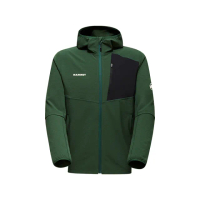 【Mammut 長毛象官方直營】Madris Light ML Hooded Jkt 防風刷毛連帽外套 綠樹林/黑 男款 #1014-03841