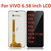 6.58inch Lcd For VIVO Y35 Y74S V2009A Y76 Y33S V2109A Y72T V2164A Y77E T1 5G V2166BA T2X LCD Display Touch Screen Digitizer