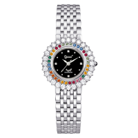 Ogival 愛其華 彩色真鑽薔薇珠寶腕錶 380-012DLS 黑珍珠母貝