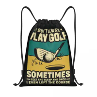 Custom Funny Golf Quote Drawstring Backpack Bags Women Men Lightweight Gym Sports Sackpack Sacks for Training