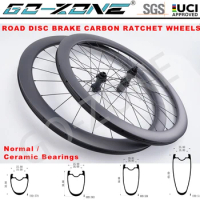 Ratchet System Carbon Road Disc Wheels 700c GOZONE R330D UCI Quality Normal / Ceramic Bearings Road Wheelset