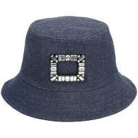 Roger Vivier Viv Skate 方框鑽飾丹寧材質漁夫帽(藍色)