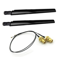 2 x 6dBi Dual Band M.2 IPEX MHF4 U.fl Cable to RP-SMA Wifi Antenna Set for Intel BE200 AX210 AX200 9260 9560 8265 NGFF M.2 Card