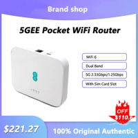 5GEE Pocket WiFi Router 2.33Gbps Dual Band 2.4/5GHz Mobile Broadband Wi-Fi 6 4G LTE 1.6Gbps MiFi Repeater With Sim Card Slot