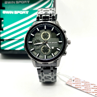 Jam Tangan Pria Bwin Sport Rantai Stainless Steel Tanggal Aktif Analog Mewah Warna Full Hitam Jam Co