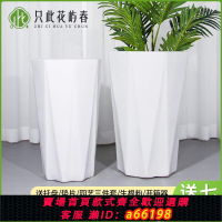 【台灣公司 可開發票】陶瓷大花盆簡約現代白色大號特大號落地客廳辦公種植花卉大型綠植