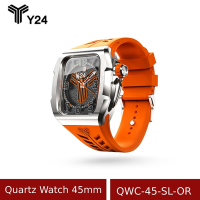【Y24】Quartz Watch 45mm 石英錶芯手錶 QWC-45-SL-OR 橘/銀 (含錶殼)