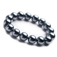 14mm Natural Terahertz Bracelet Jewelry For Women Lady Men Beauty Gift Crystal Energy Stone Beads Gemstone Strands AAAAA
