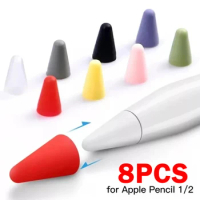 8pcs Soft Silicone Mute nib Cover For Apple Pencil Tip Cover Replaceable Tip For Ipad Pencil 1 2 Stylus Pen Tip Protection Case