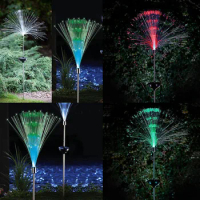 2pcs Solar Fiber Optic Lawn Light LED Outdoor Decorative Grass Light Colorful Color Fiber Light