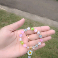 Gelang manik manik kristal bening warna/Gelang manik cantik gantel kupu-kupu bunga Ulang tahun