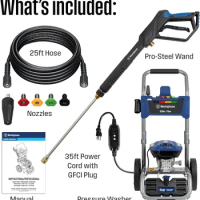 WPX3200e Electric Pressure Washer, 3200 PSI and 1.76 Max GPM, Induction Motor Onboard Soap Tank, Spray Gun and Wand 5 Nozzle Set